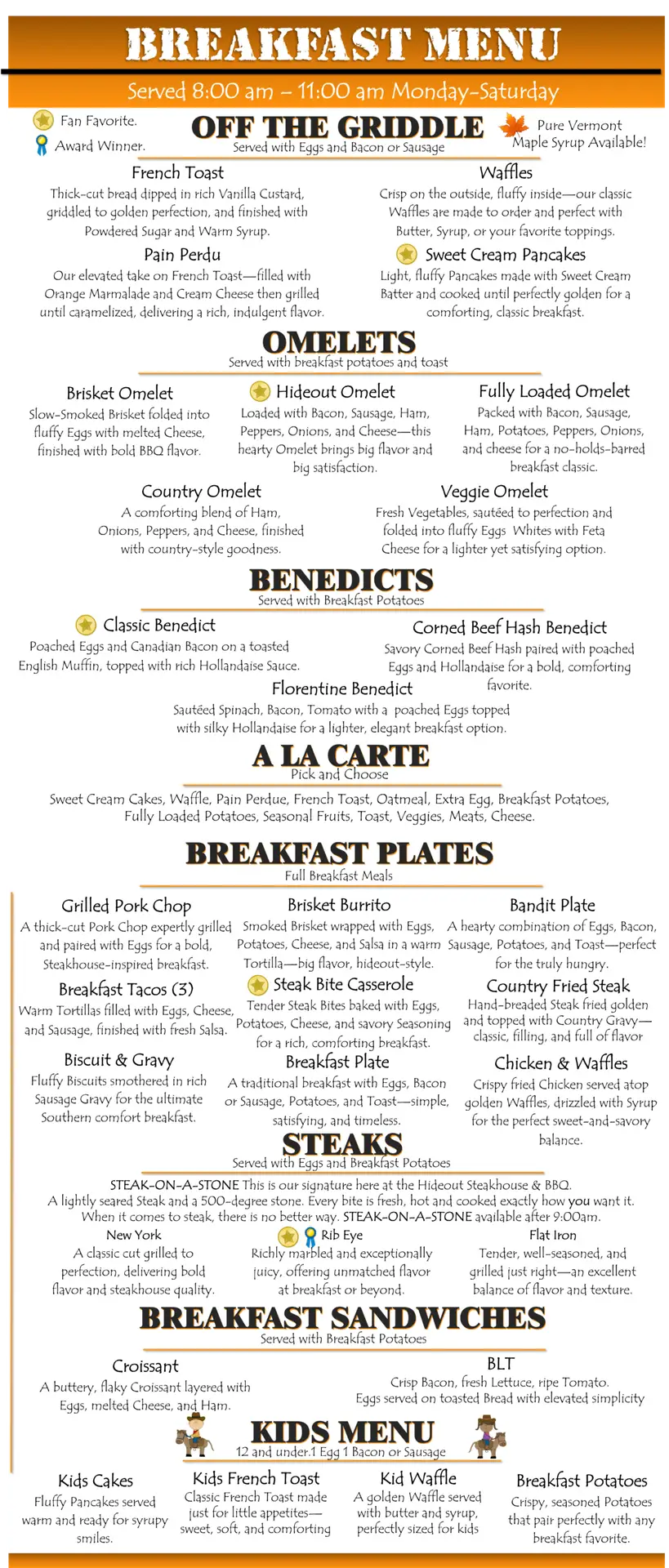 breakfast menu